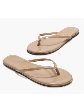 TKEES Nude Leather Flip Flops Sandals Size 10/EU 41 Minimalist Beige Thong Flats